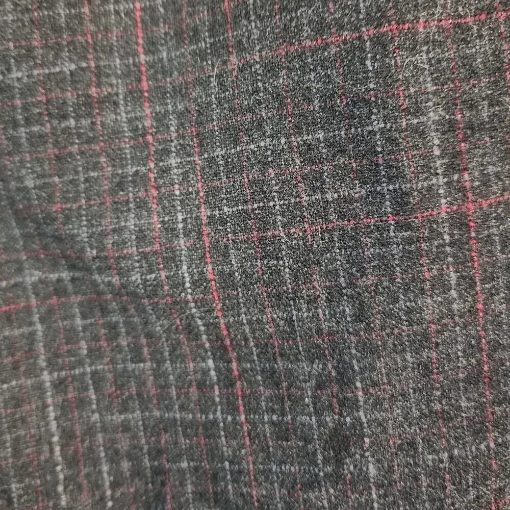 Frank Stella Mens Pure Wool Gray Cuff Hem Straight Leg Striped Plaid Pants 30